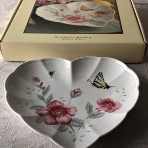 Heart shaped plate (Butterfly Meadow Lenox china)